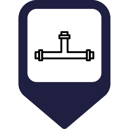 Icon of two pipes with three ends